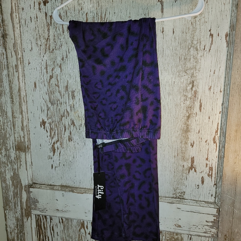 New purple leopard plus size leggings